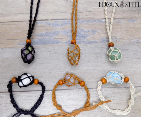 Bijoux porte pierres tressés