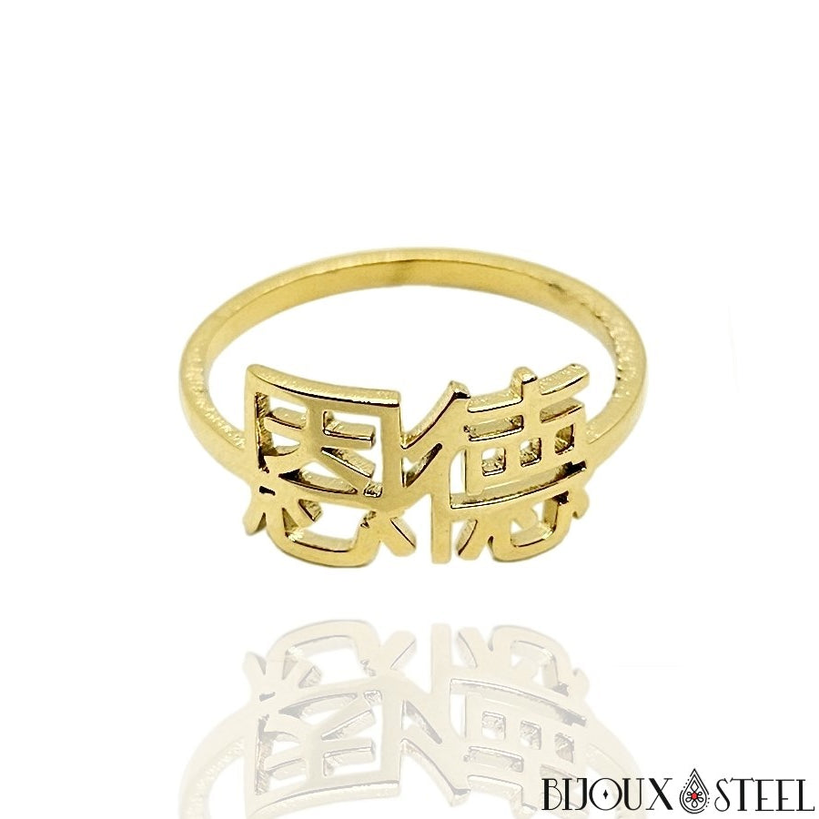 Bague personnalisée à prénom chinois en acier inoxydable