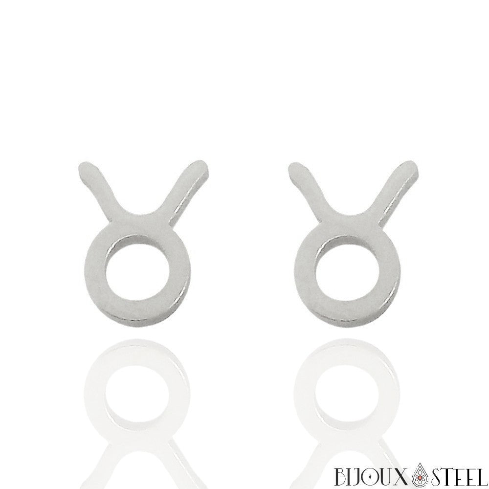Boucles d'oreilles signes du zodiaque dorés en acier inoxydable Boucles d'oreilles signes du zodiaque dorés en acier inoxydable