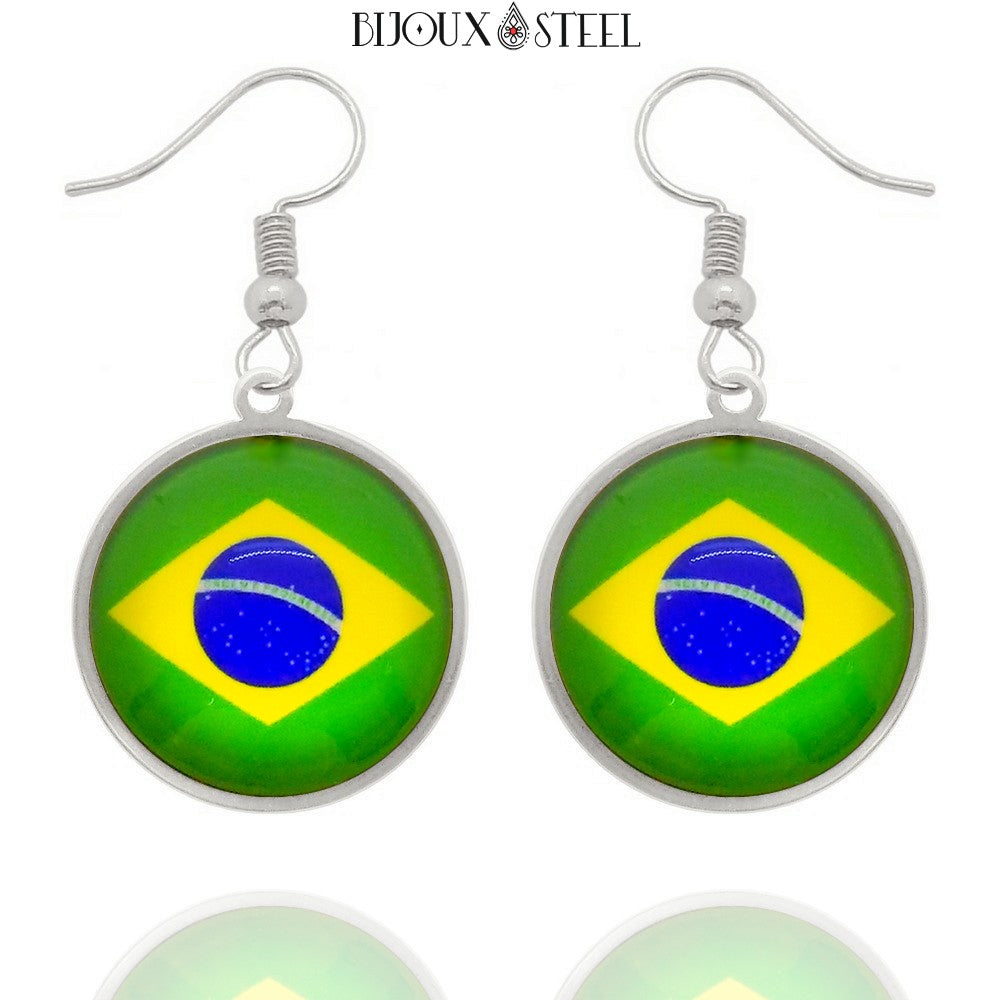 Boucles D'Oreilles Drapeau Football Taffstyle - Supportez Votre Pays - Pour Homme Et Femme
