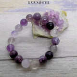 Bracelet ajustable en fluorite violette 10mm