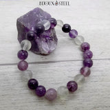 Bracelet ajustable en fluorite violette 8mm
