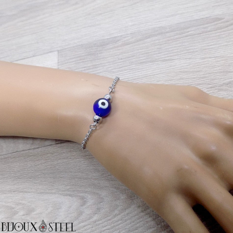 Bracelet Mauvais œil Perles Bleues - Protection Et Chance - Bijou élégant Pour Femmes Et Hommes - Cadeau Symbolique - 8