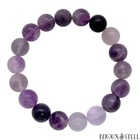Bracelet en perles de fluorite violette 10mm