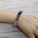 Bracelet en fluorine violette 10mm en pierre naturelle