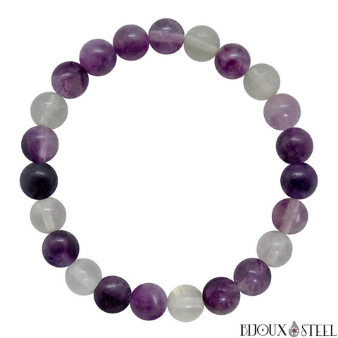 Bracelet en perles de fluorite violette 8mm
