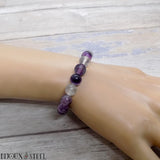 Bracelet en perles de fluorine violette 8mm en pierre naturelle
