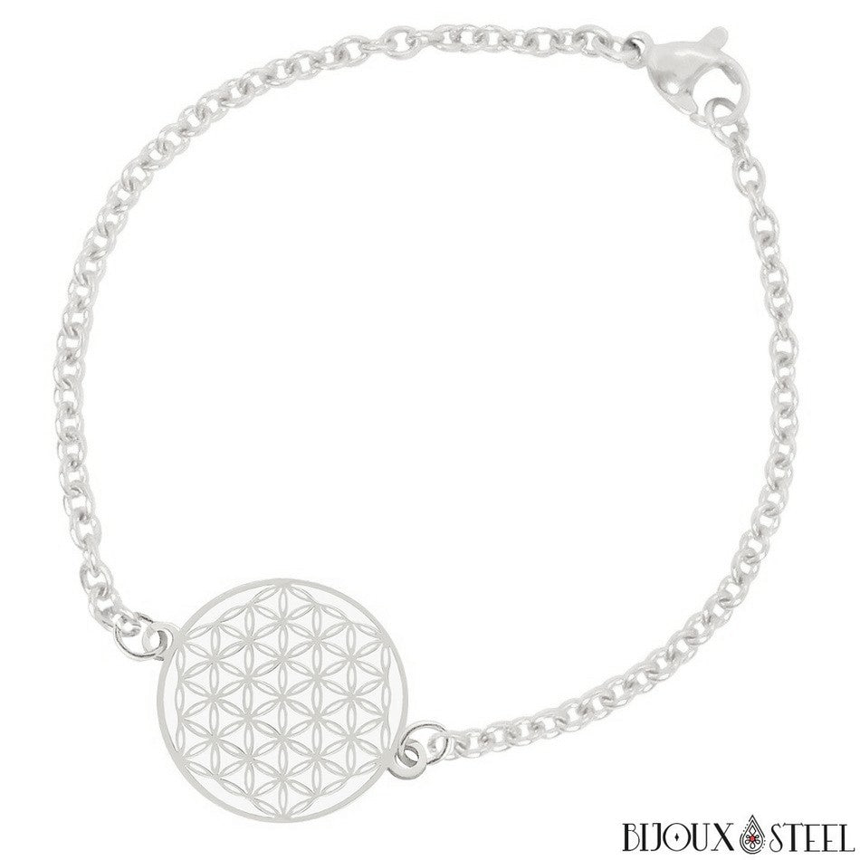 Bracelet Femme Fleur En Acier Inoxydable - Bijou Fantaisie Noir - Neuf Avec étiquettes