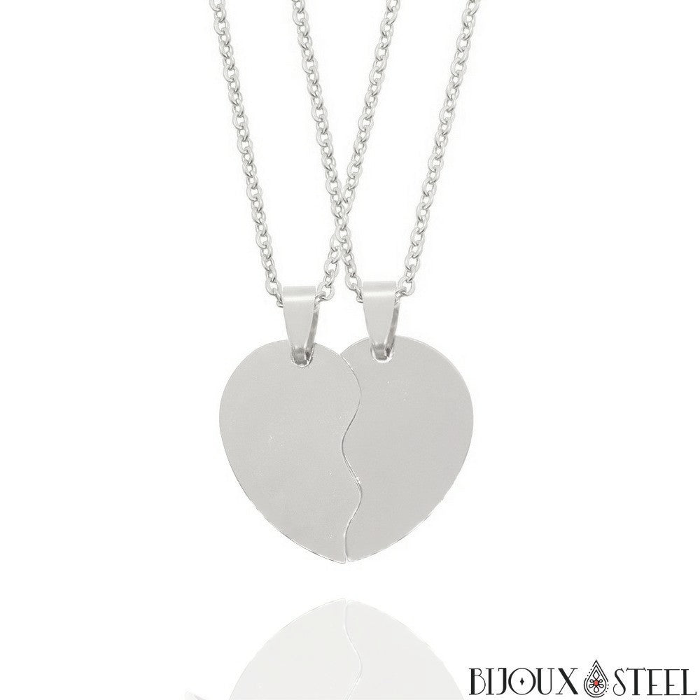 Yumilok Collier Cœur Couple - Pendentif Changeant De Couleur | Acier Inoxydable Et Alliage