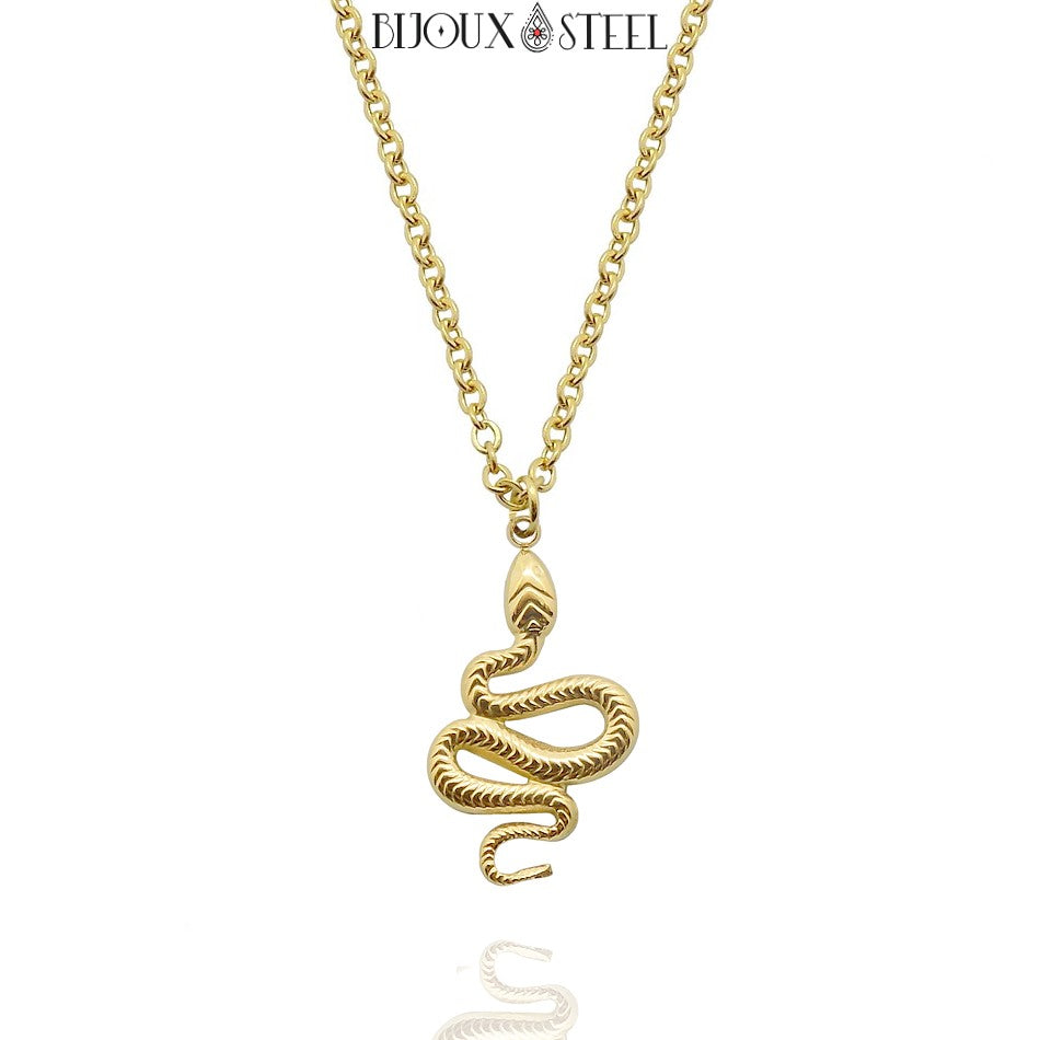Collier Serpent Infini Pour Homme – Chaîne 60 Cm – Acier Inoxydable – Neuf
