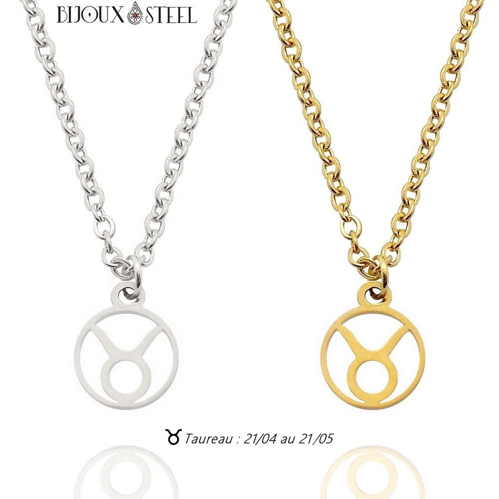 Collier Chaîne 55cm PROSTEEL Collier Pendentif Signe Astrologique