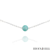 Collier argenté à perle d'amazonite 8mm en pierre naturelle et acier inoxydable