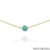 Collier doré à perle d'amazonite 8mm en acier inoxydable