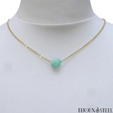Collier doré à perle d'amazonite