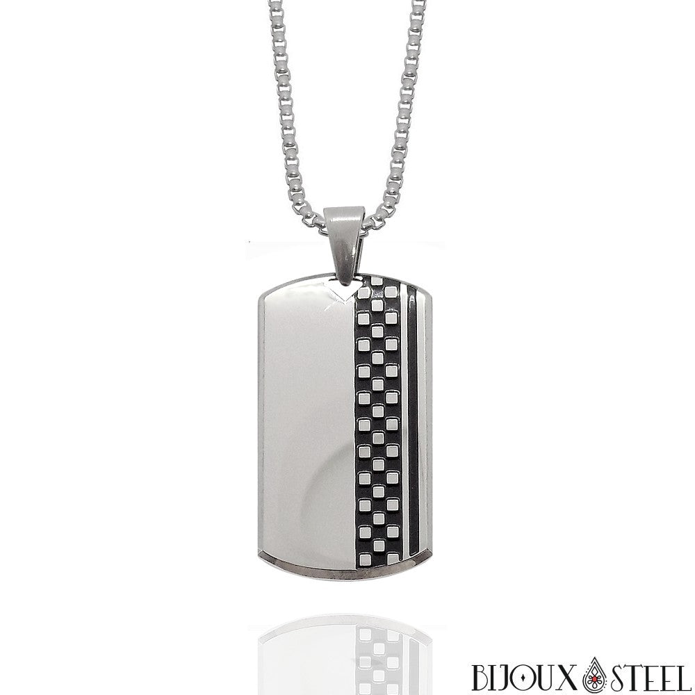 Collier Homme Pendentifs Géométriques Triangle Et Carré - Acier Inoxydable, Chaîne Ajustable 60+5cm