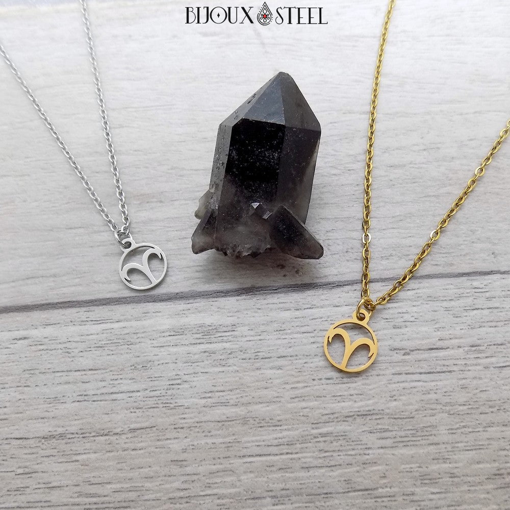 Pendentif Aries Or blanc. Signe du bélier. Zodiaque I