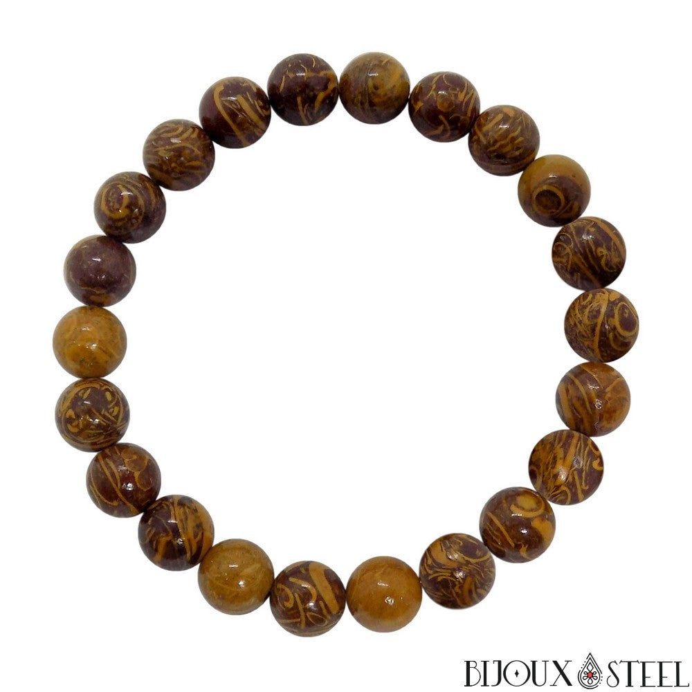 Bracelet Perles Jaspe Impérial Rouge 8mm - Lithothérapie - Neuf Avec étiquettes - Fabriqué En France