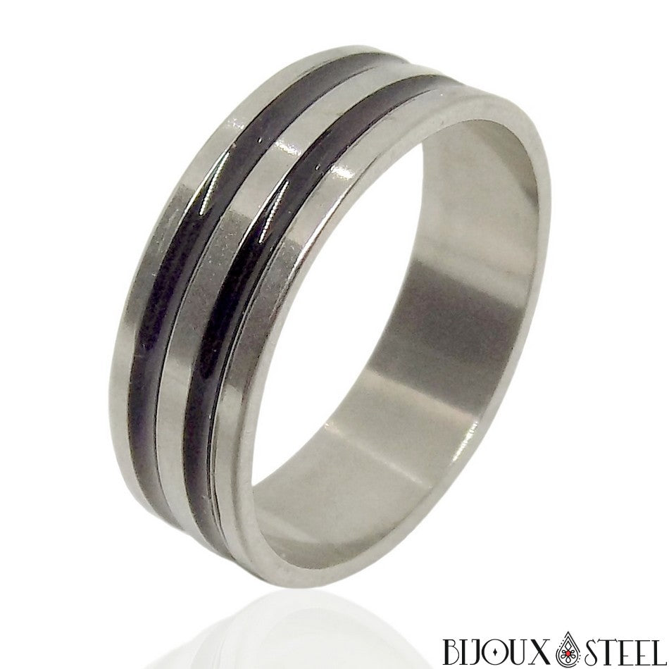 Bague Acier Inoxydable Homme Bague Homme Argentée Deux