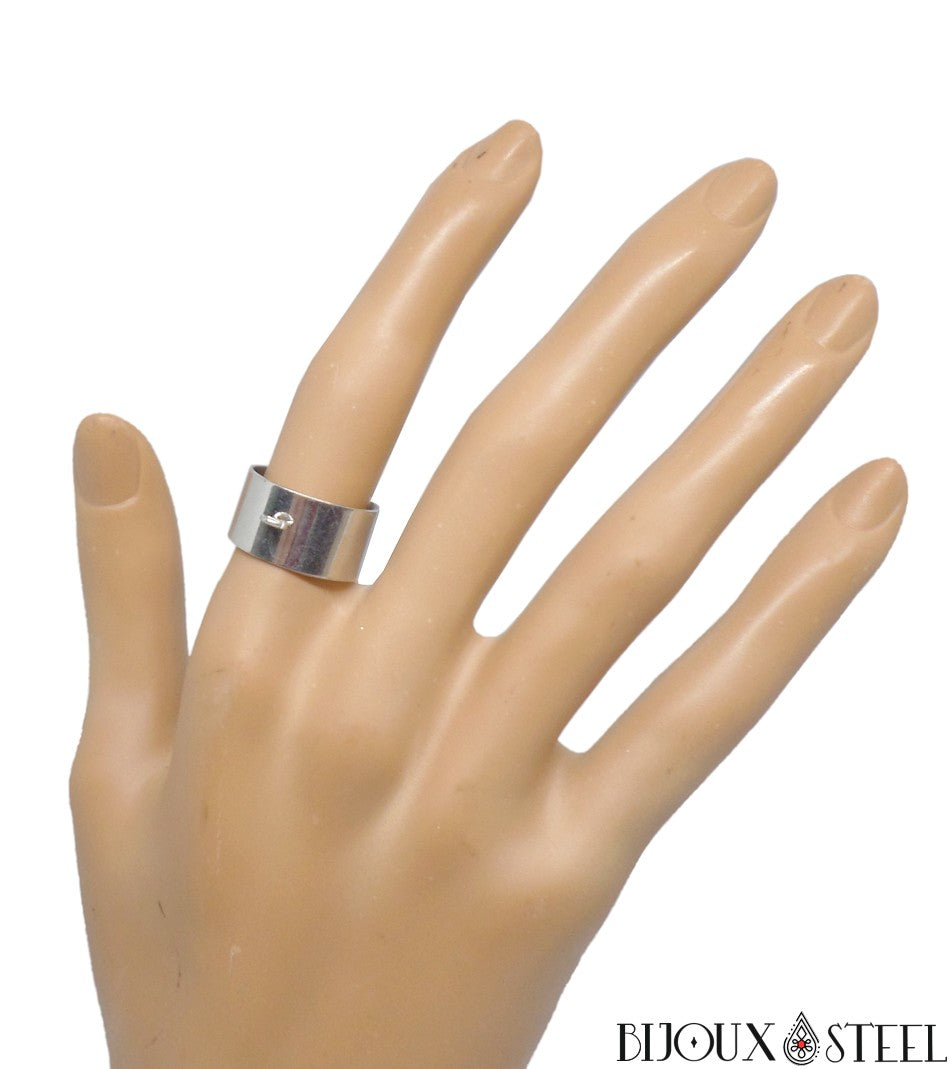 Bague anneau large pampille ajustable pour pendentifs en acier chirurgical