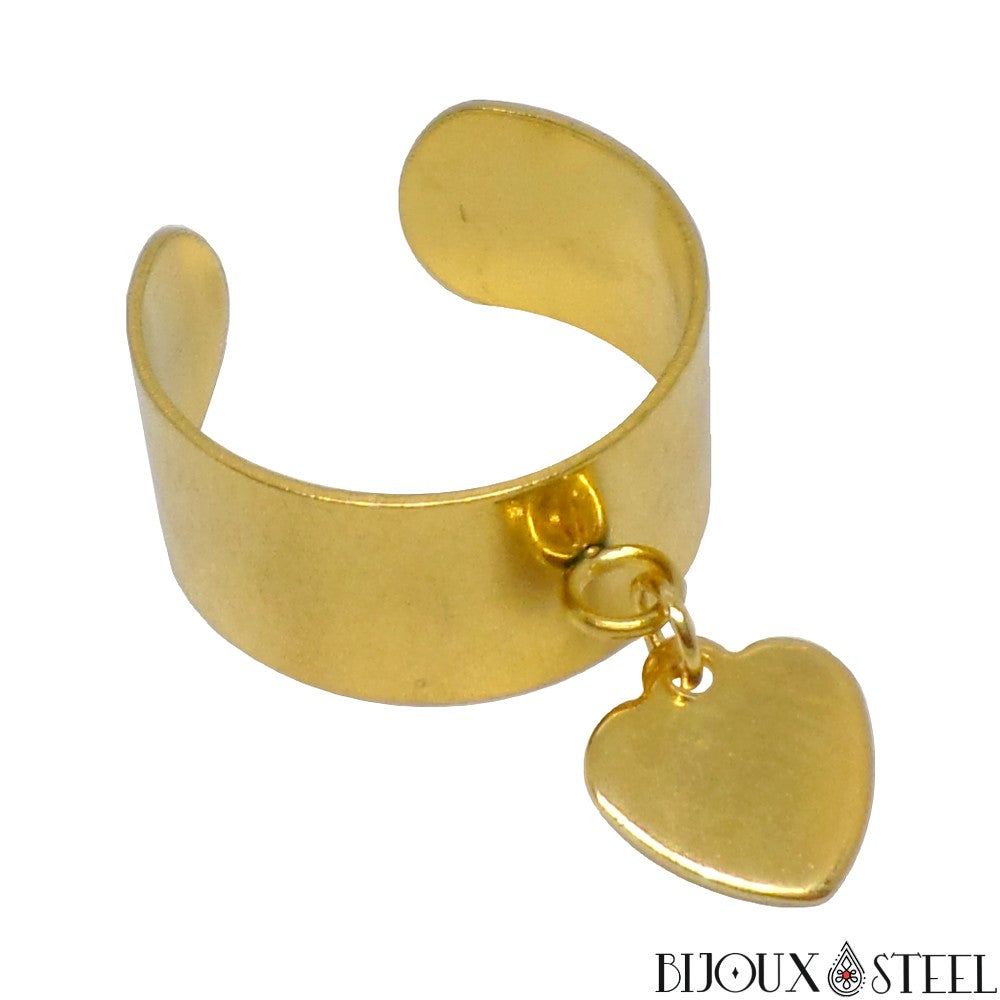 Bague Inès breloque bruit acier inoxydable ajustable pendentif rond