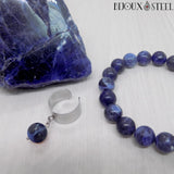 Bague argentée et bracelet en sodalite pierre naturelle
