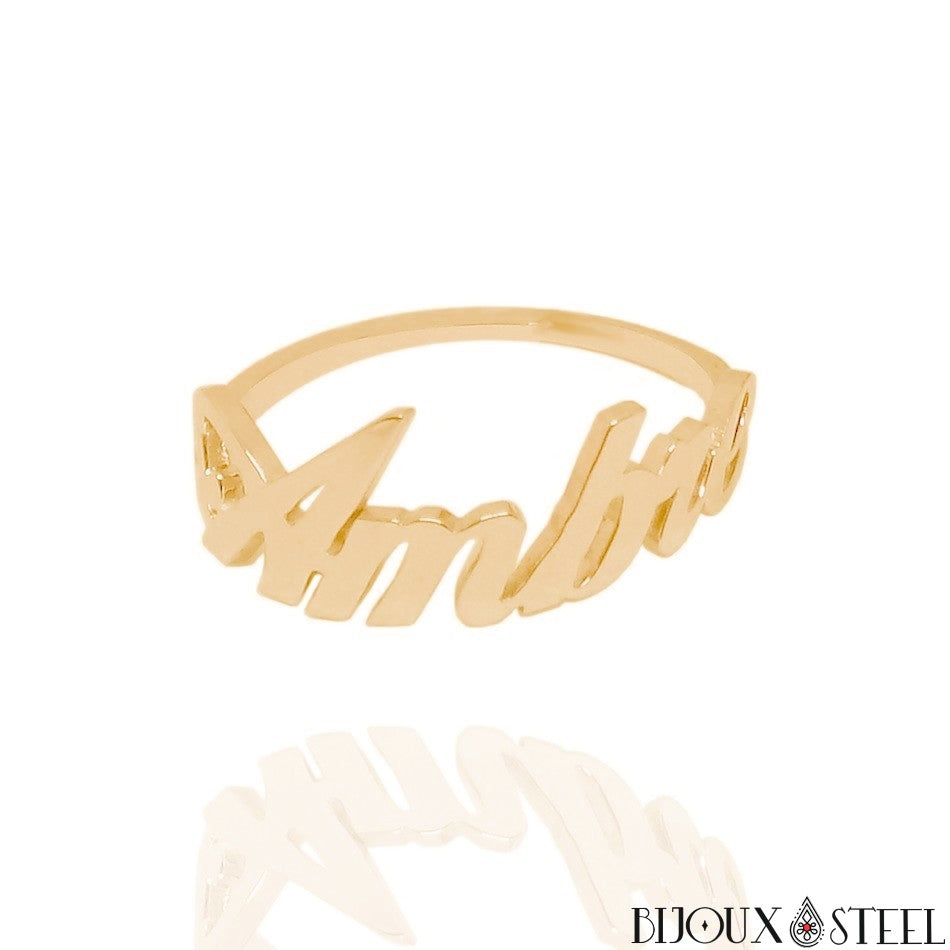 Bague à prénom personnalisée en acier inoxydable