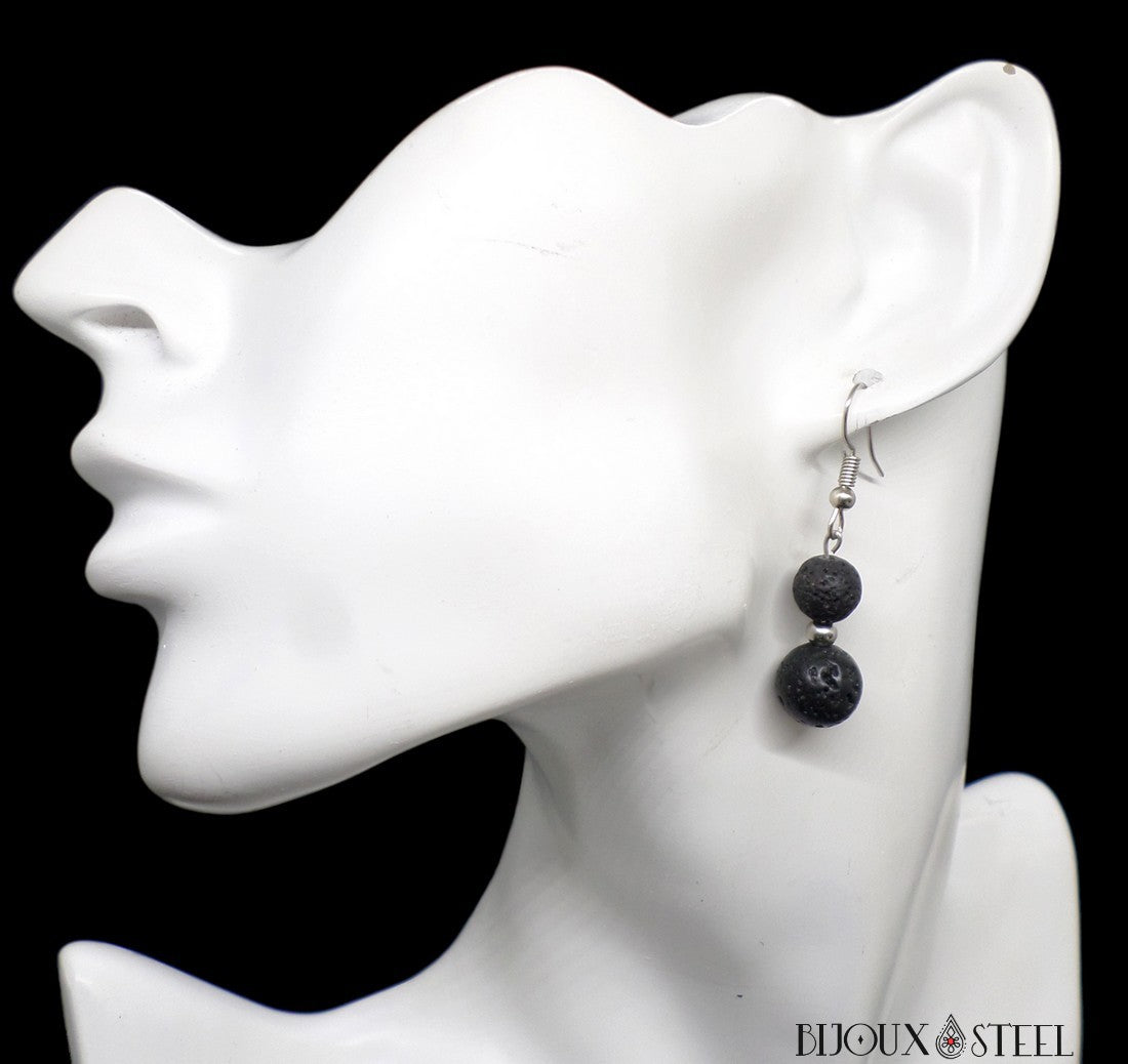 Boucles d'oreilles pierre de lave yoyu