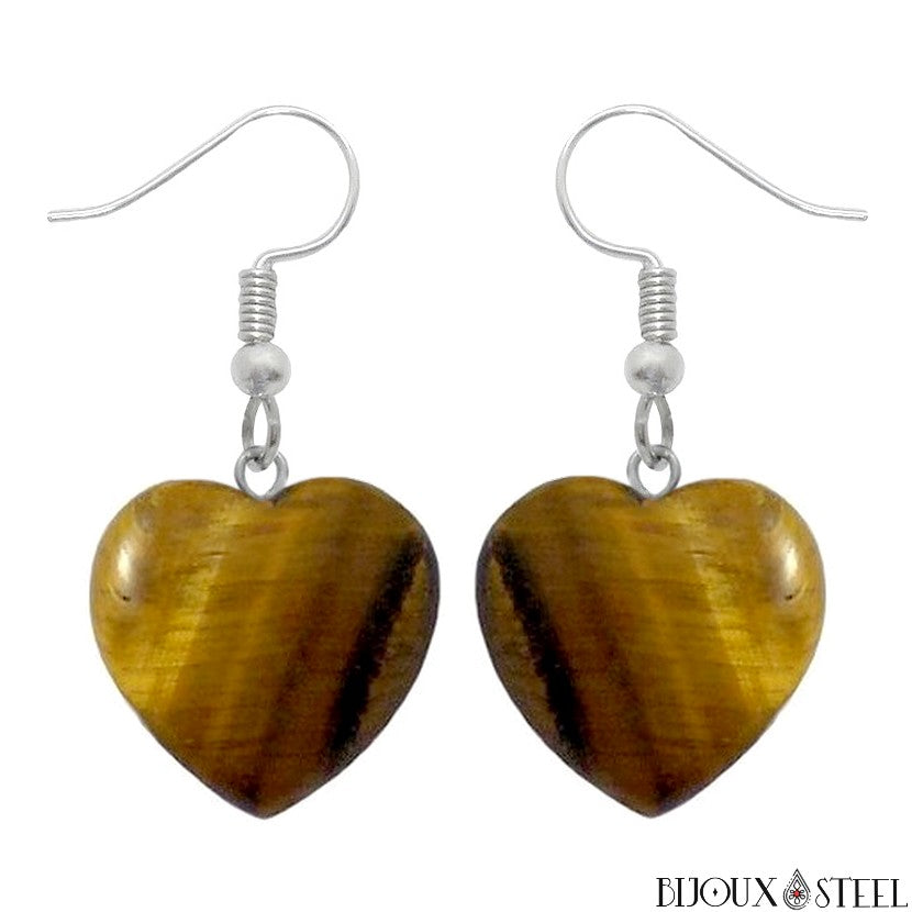 Boucles D'oreilles Pendantes En Jaspe - Forme Couteau/hameçon, Pierre Naturelle, Style Bohème - 4
