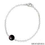 Bracelet à perle d'obsidienne oeil céleste 8mm en acier inoxydable argenté