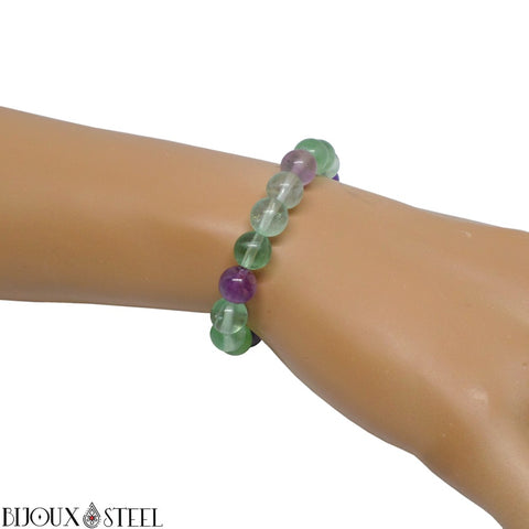 Bracelet élastique en perles de fluorite 8mm en pierre naturelle