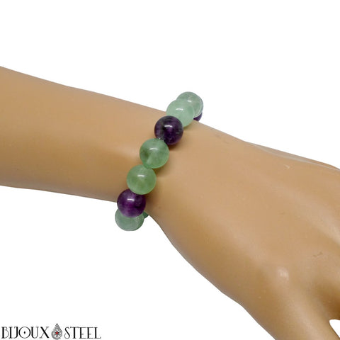 Bracelet élastique en perles de fluorite 10mm en pierre naturelle