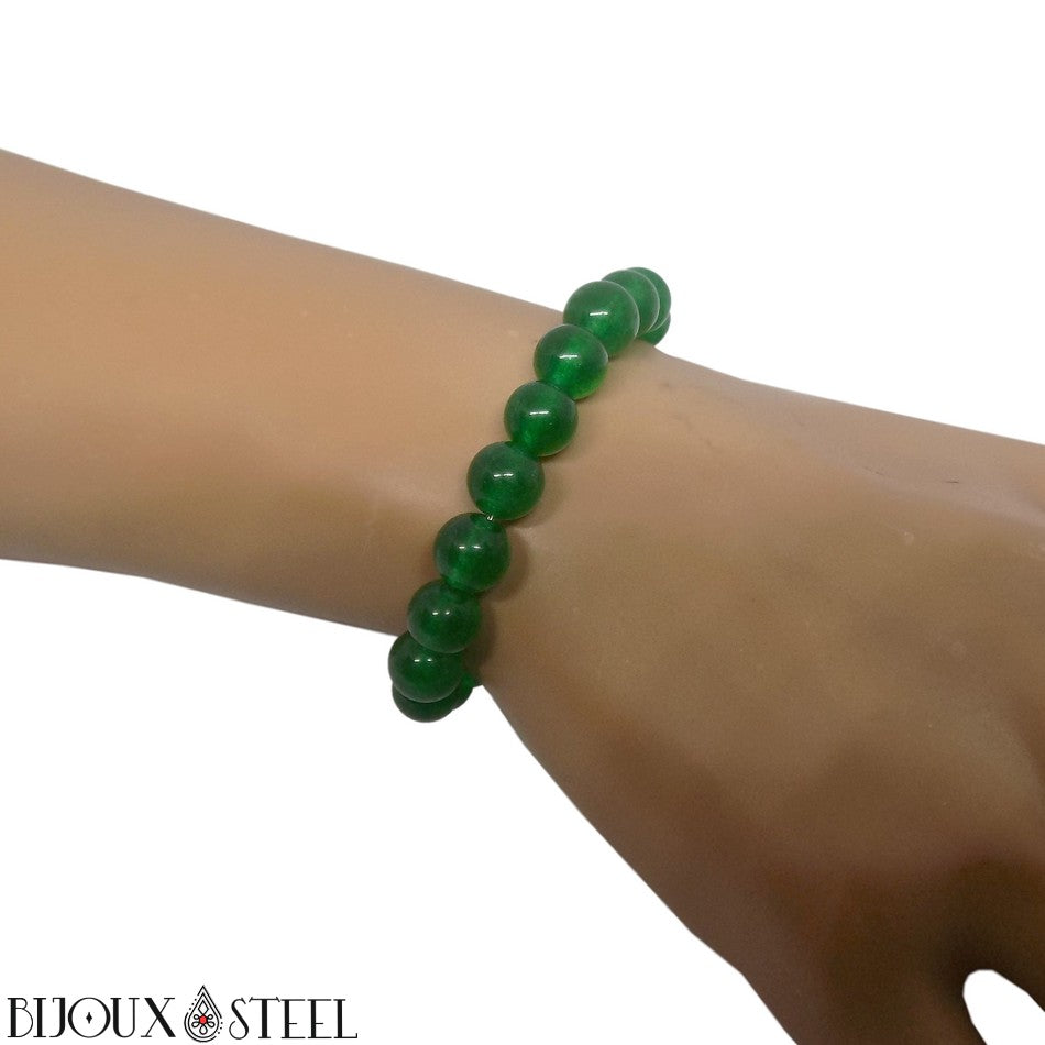 Bracelet Homme En Perles De Malachite Naturelle 8mm - Bouddha - Élastique Extensible 20-23cm - Pochette Velours Incluse