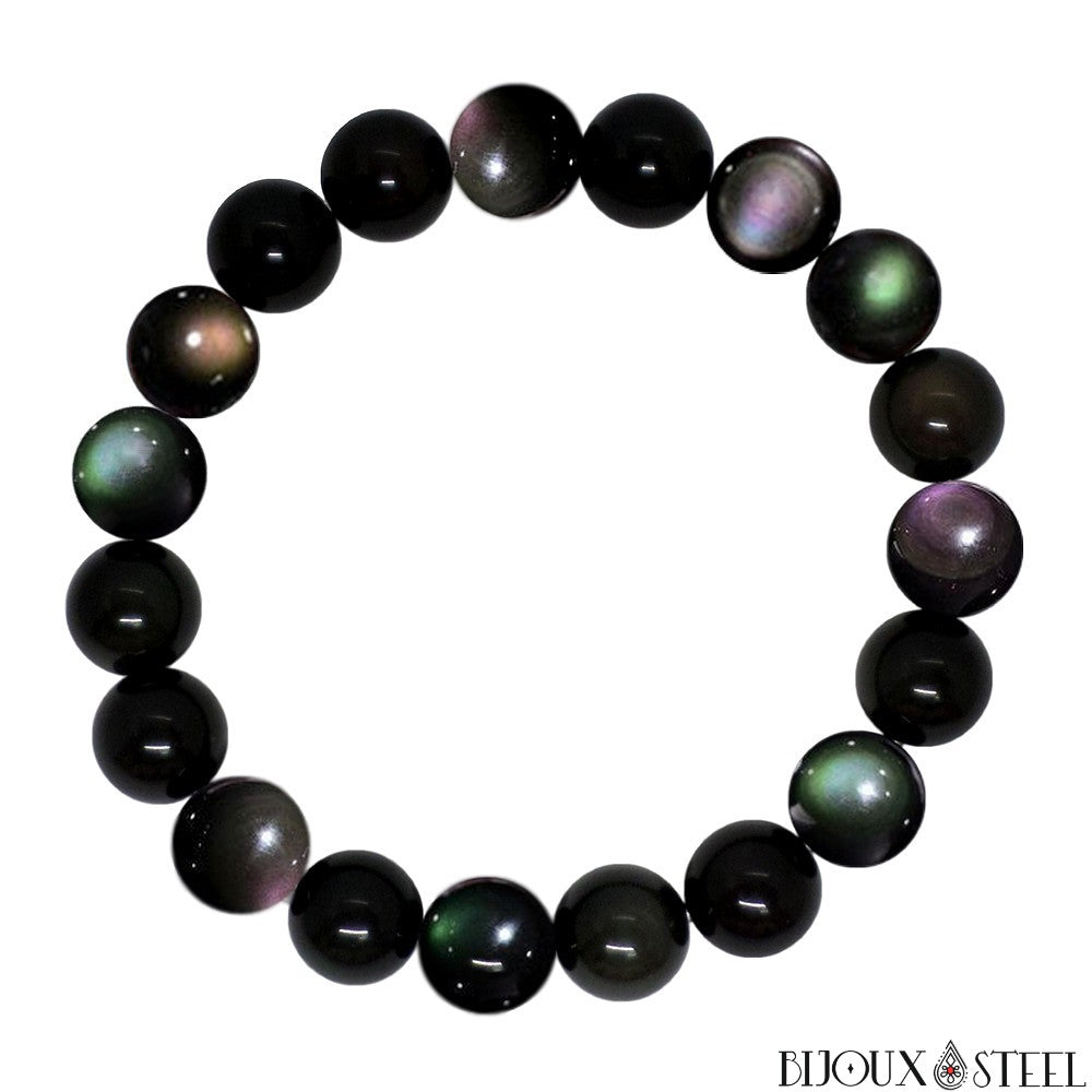 Bracelet Obsidienne Arc-en-ciel 7A (Oeil céleste) - My Roller Stone Bracelet Obsidienne Arc-en-ciel 7A (Oeil céleste) - My Roller Stone