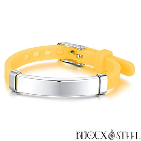 Bracelet rouge d'identification réglable pour enfant en silicone et acier chirurgical