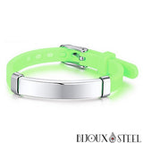 Bracelet vert d'identification réglable pour enfant en silicone et acier chirurgical