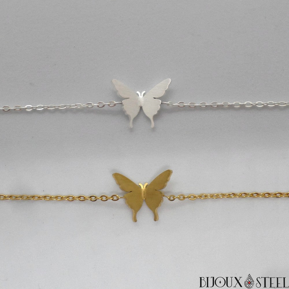 Bracelet papillons et cristaux clairs élégance féminine chic estivale ( divers colories Bracelet papillons et cristaux clairs élégance féminine chic estivale ( divers colories
