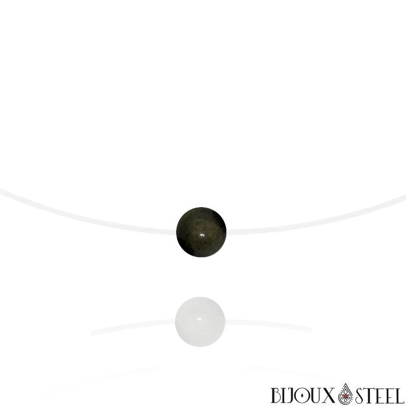 Collier perle blanche 8 mm, Or blanc 9K - Emanessence