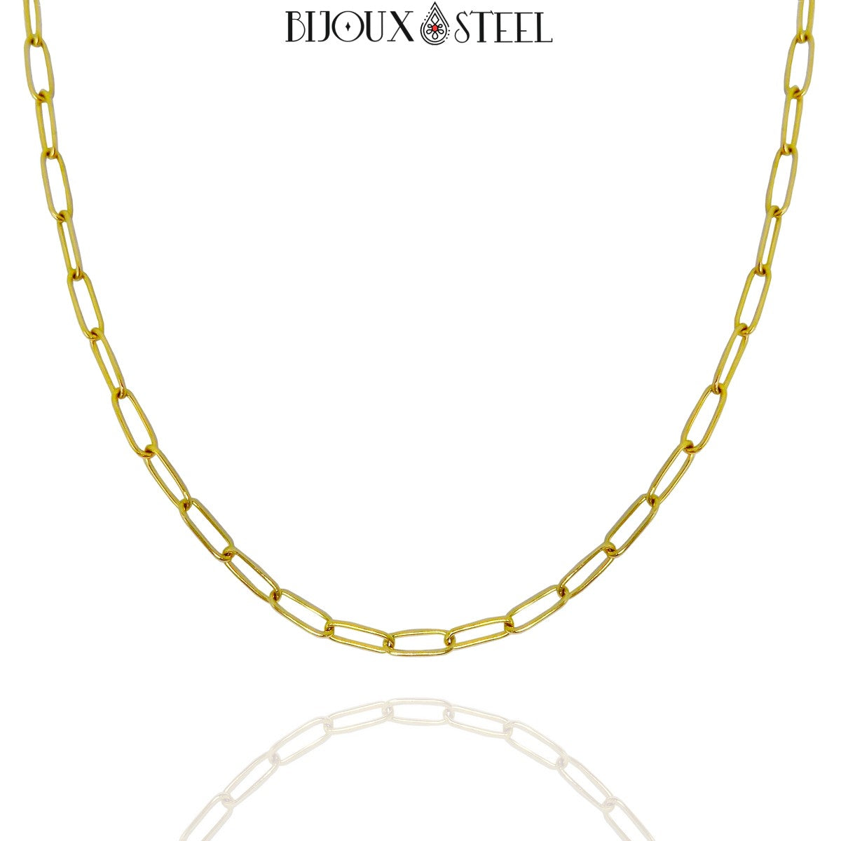 Collier Chaîne Alternance Acier Brut Et Métal Doré - Bijou Contraste - Occasion