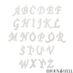 Pendentifs lettres initiales argentées pour bijoux personnalisables en acier chirurgical Bijoux Steel.