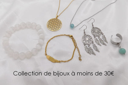 Collection de bijoux en acier inoxydable et pierres naturelles à moins de 30 €