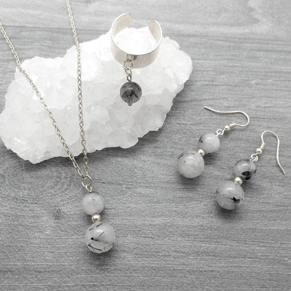 Collection bijoux en quartz tourmaline
