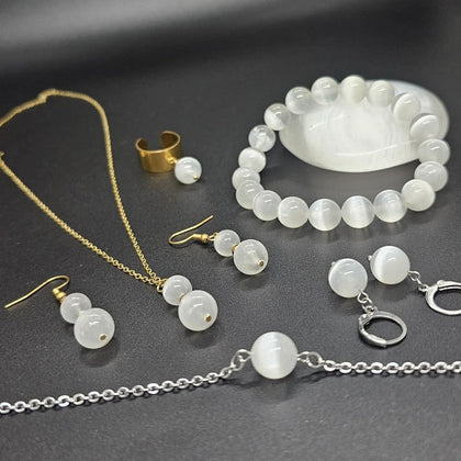 Collection de bijoux en sélénite pierre naturelle