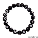 Bracelet en perles mauvais oeil noir et blanc 10mm