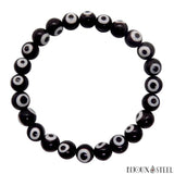 Bracelet en perles mauvais oeil noir et blanc 8mm
