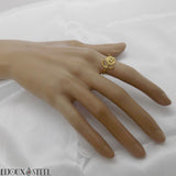 Bague dorée doigt d'honneur ajustable en acier inoxydable