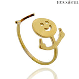 Bague fuck doigt d'honneur dorée en acier inoxydable