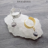 Bagues ajustables à pendentifs perles de quartz tourmaline