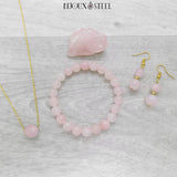 Bijoux parure en quartz rose