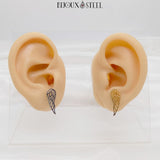 Boucles d'oreilles ailes d'ange en acier inoxydable