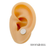 Boucles d'oreilles argentées rondes hommes et femmes en acier inoxydable